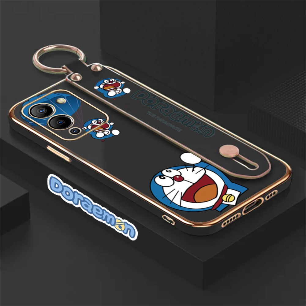 Infinix Note12 G96 Zero 5G Hot 30i 20S 10S 10T Hot12Play Hot 11S NFC 11Play 10Play 9Play Smart7 Smart6 Smart5 Doraemon Stand Holder Lipat Mewah Plating Karet Soft Cover DGX