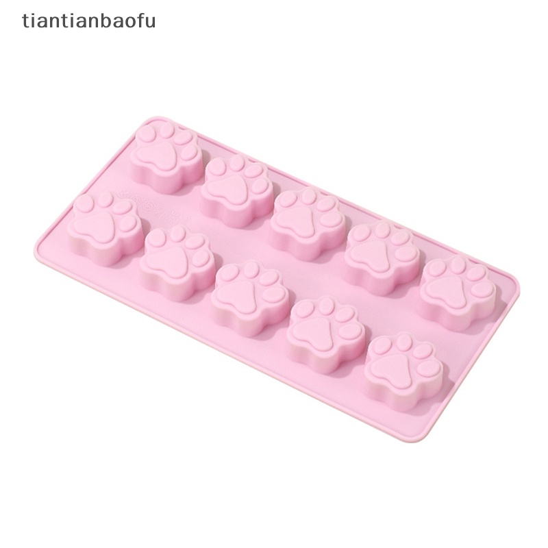 [tiantianbaofu] 1pc 10lubang Silikon Food Grade Cetakan Paw Print Reusable Dog Cat Paw Baking Mold Butik