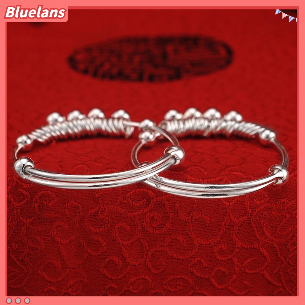 [BLS] Baby Bayi Perak Berlapis Adjustable Bell Bangle Tangan Kaki Gelang Perhiasan Hadiah