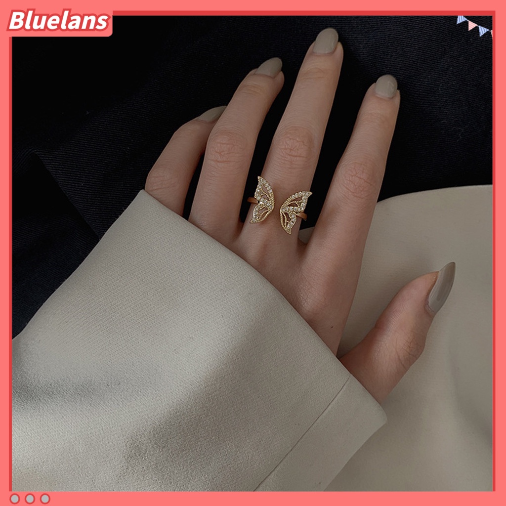 [BLS] Cincin Jari Bentuk Indah Bahan Alloy Tahan Karat Hias Butterfly Wanita Open Ring Untuk Anak Perempuan