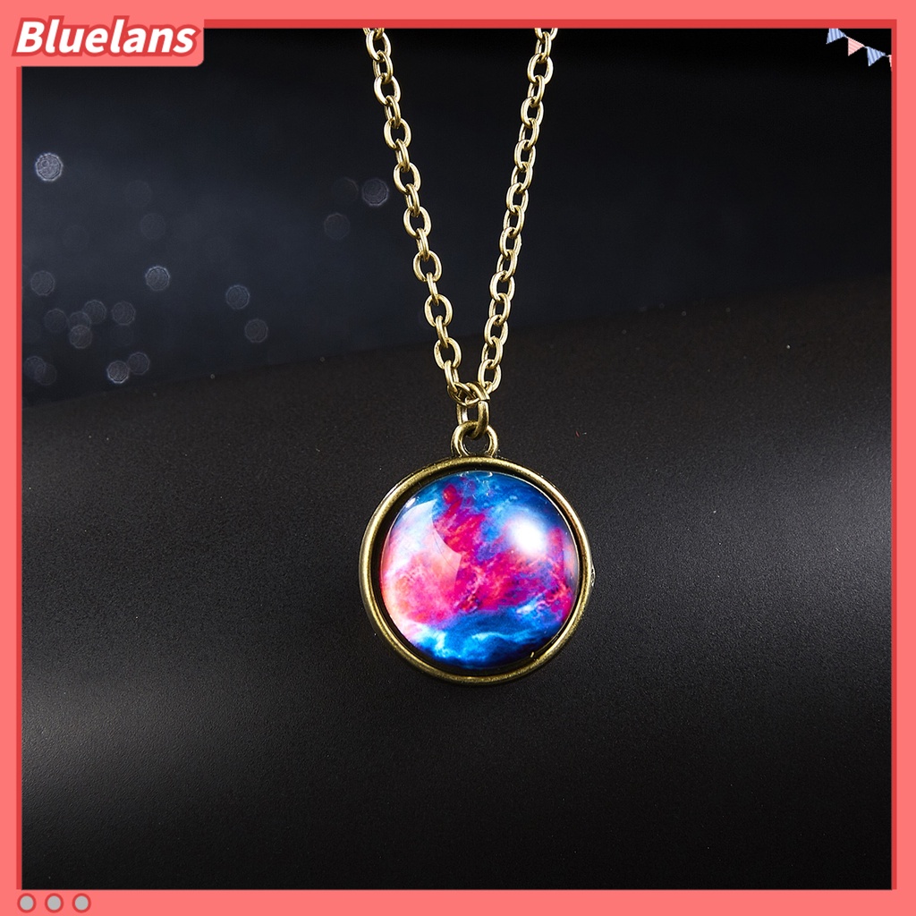 [BLS] Liontin Kalung Kepribadian Dua Sisi Glow in The Dark Vintage Colorful Galaxy Bola Kaca Kalung Perhiasan Aksesori