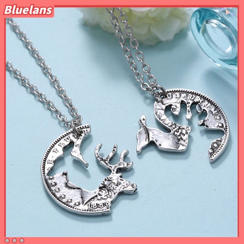 [BLS] 2pcs Unisex Lover's Vintage Deer Camel Pesona Liontin Rantai Kalung Jeweley