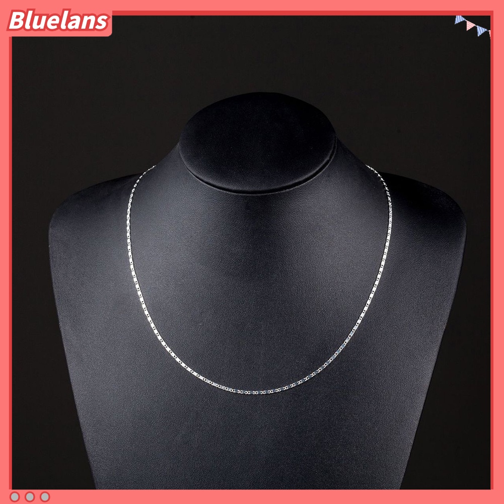 [BLS] 16-30 inch 2mm Keren Wanita Pria Flat Link Rantai Kalung Fashion Perhiasan Aksesori