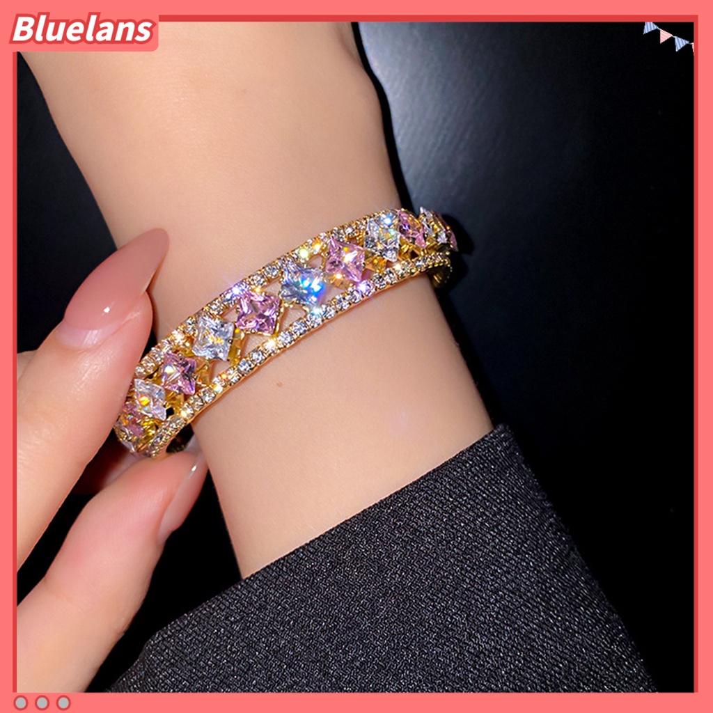 [BLS] Gelang Tangan Wanita Rantai Tangan Portabel Bulat Berlian Imitasi Mengkilap Untuk Hadiah