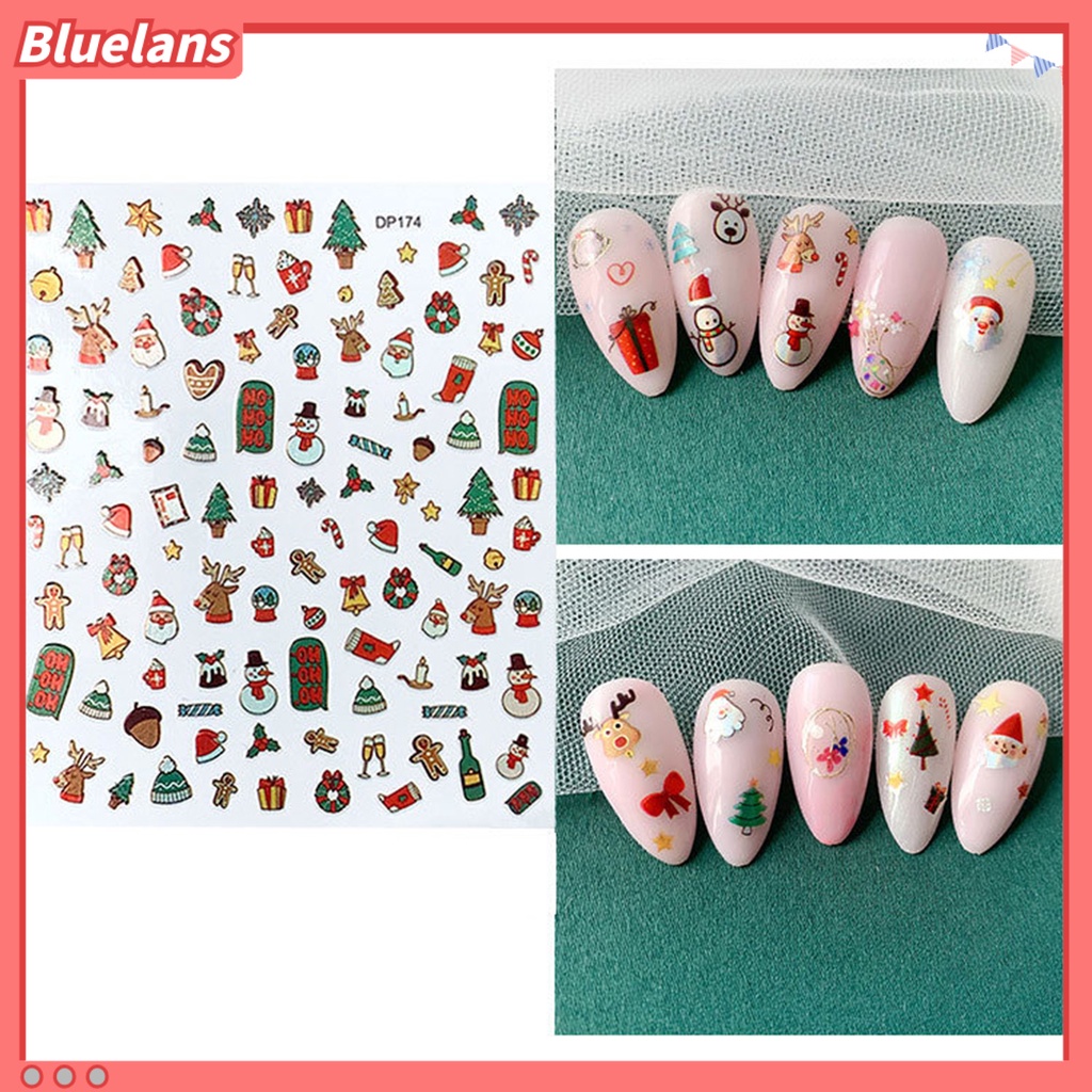 [BLM] Stiker Kuku Pola Indah Perekat Diri Yang Dapat Dilepas Daya Lengket Kuat Mudah Diterapkan Dekoratif Menarik Kartun Xmas Bertema Stiker Kuku Manicure Decal Nail Supplies