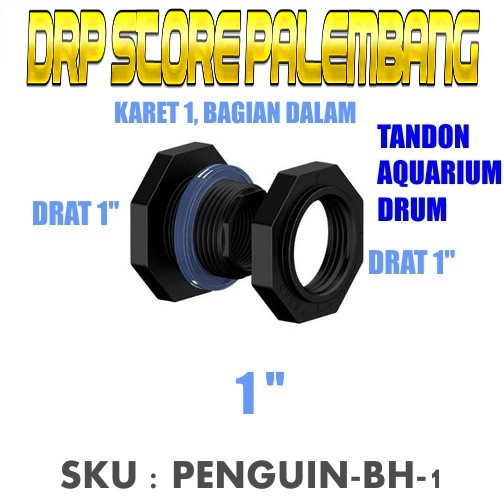 Penguin Bulkhead Fitting 1 inch Tandon Aquarium Toren Tangki Air Mur