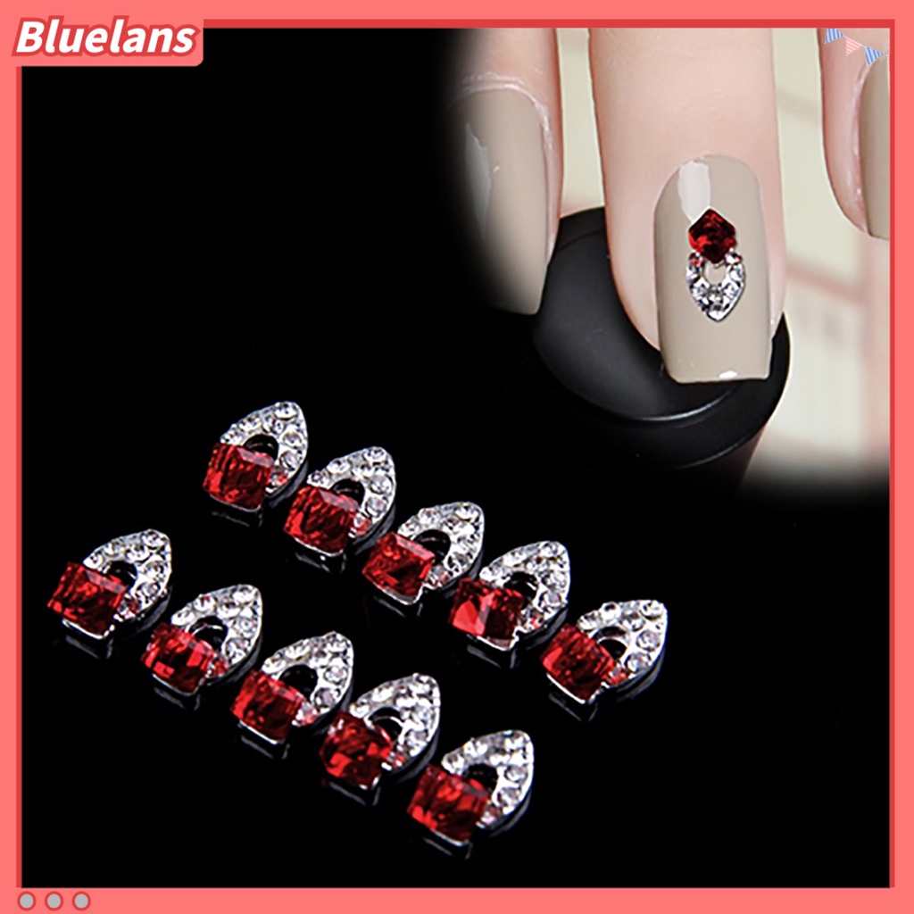 [BLM] 10pcs Fashion Wanita 3D Glitter Berlian Imitasi Nail Art Stiker Tips DIY Dekorasi