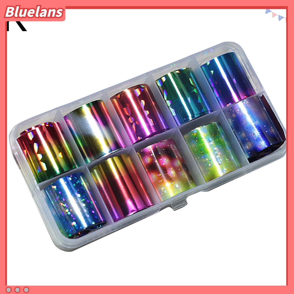 [BLM] 10rolls /Set Glitter Nail Art Foils Laser Tips Stiker DIY Manicure Dekorasi