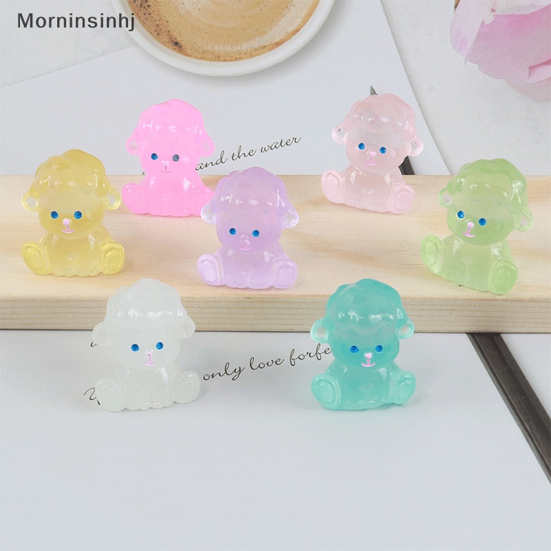 Mornin 5 Pcs Miniatur Lucu Bercahaya Singa Anjing Resin Cabochons Scrapbooking Telepon Gantungan Kunci Dekorasi DIY Kerajinan Aksesoris Rumah Boneka id