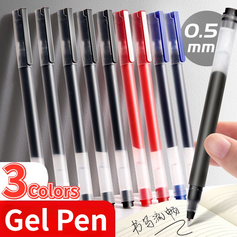 0.5mm Serbaguna 3warna Tulisan Halus Gel Pen/ Portable Kapasitas Besar Tanda Tangan Pena Alat Tulis Siswa Sekolah Perlengkapan Kantor