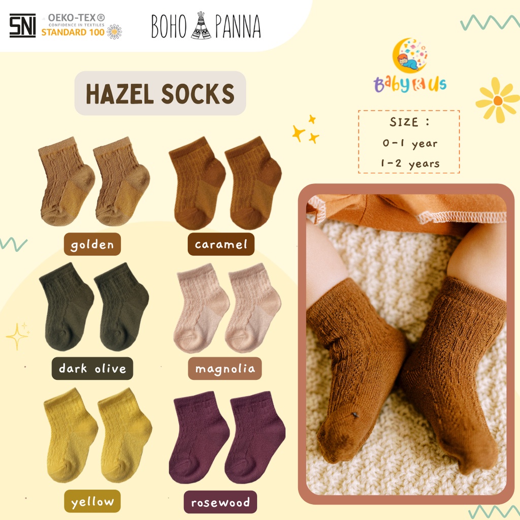 Bohopanna Hazel Socks - Kaos Kaki Bayi Earth Tone Unisex 0-1, 1-2, 3-4 tahun