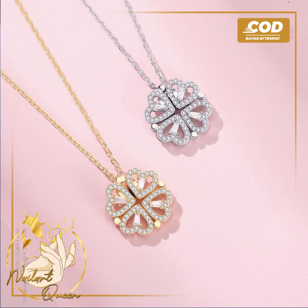 Kalung 2 IN 1 sweetheart necklace |kalung stainless steel anti karat love korea