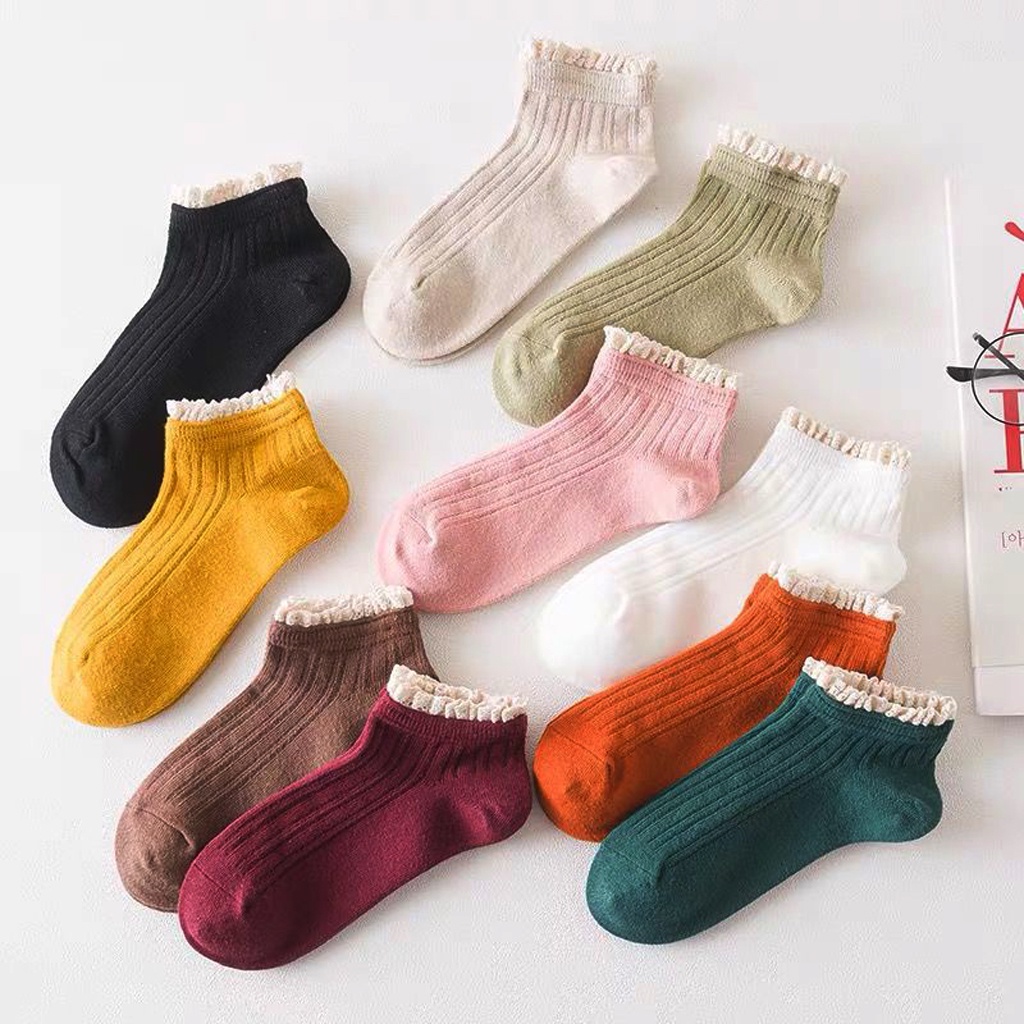 ❤️GTB❤️ Kaos kaki Renda Wanita Motif Lucu Simple Gaya Korea / Kaoskaki Pendek Semata Kaki Import / Kaus Kaki Perempuan KK119