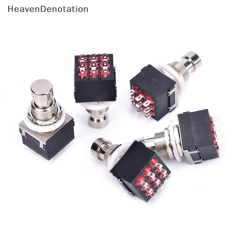 [HeavenDenotation] 5pcs 3PDT 9-Pin Efek Gitar Injak Saklar Pedal Kotak Kaki Metal True Bypass HDV