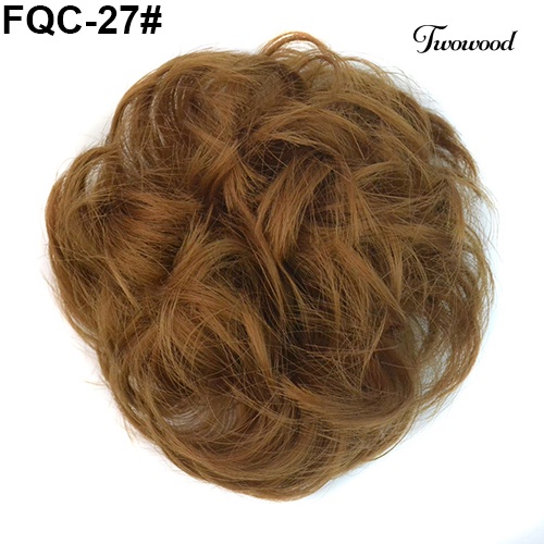 Twowood Wanita Messy Wavy Hair Bun Extension Ikat Rambut Elastis Sopak Wig Rambut Ring