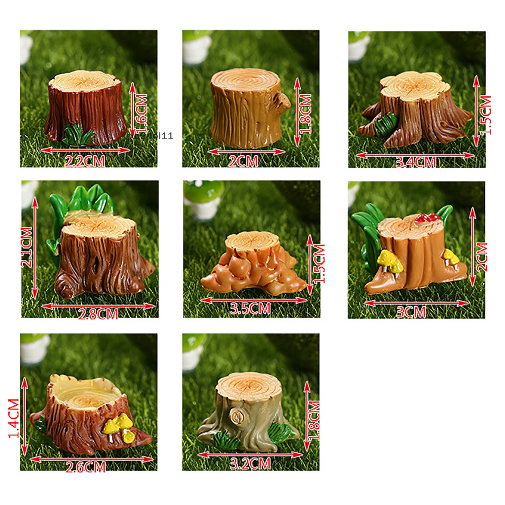 Xo 8Pcs Pohon Buntung Mikro Landscape Ornamen Hortikultura Resin Kerajinan Buntung OL