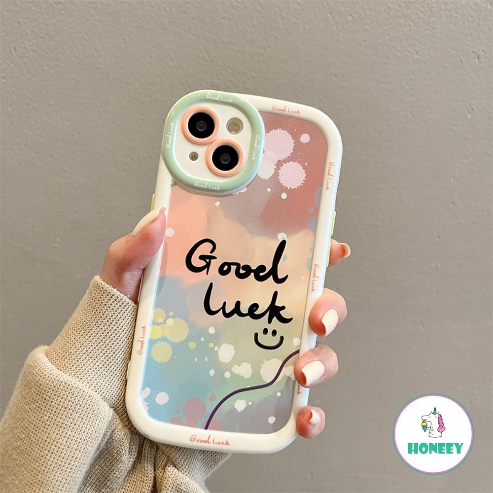 IPHONE Smile Lucu Huruf Lucu Shockproof Bumper Phone Case Untuk Iphone14 13 12 11 Pro Max Kartun Smiley Face Silikon Lembut Penutup Belakang