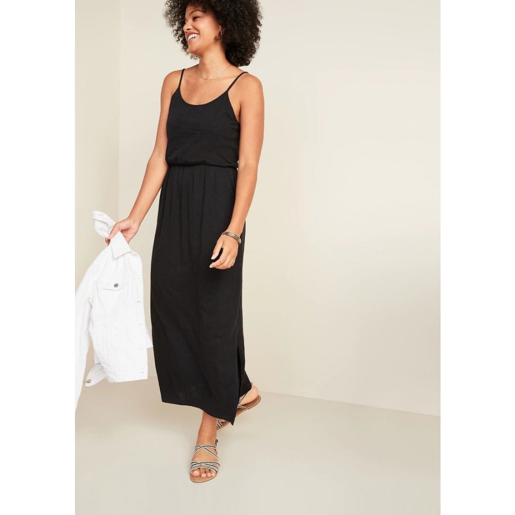 Oldnavy Waist-Defined Striped Slub-Knit Maxi Cami Dress