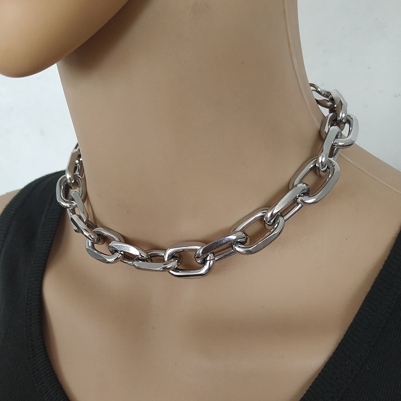 Punk Berlebihan Logam Berat Besar Tebal Rantai Choker Kalung Pria Goth Mode Klub Malam Kalung Perhiasan