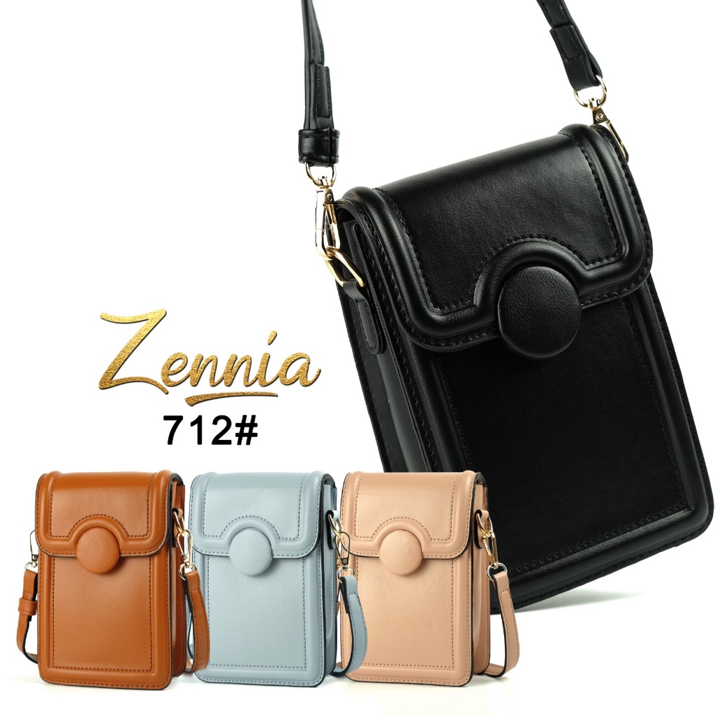 Tas Mini Zennia 712 Tas Selempang HP Tas Slingpouch Wanita Motif Polos