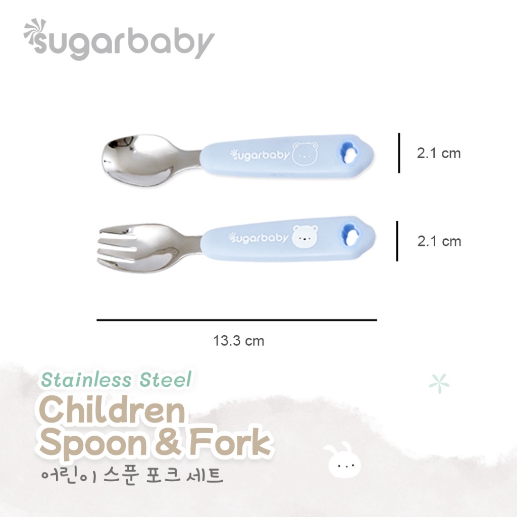 SUGAR BABY STAINLESS STEEL SPOON &amp; FORK/ SENDOK GARPU ANAK/ SUGAR BABY
