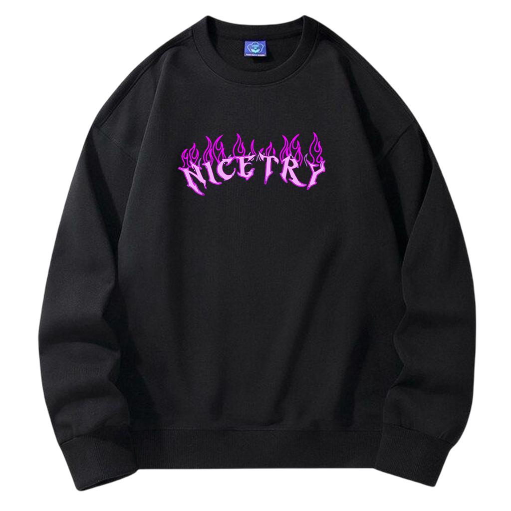 Sweater NiceTry Crewneck unisex keren kece terlaris basic  oversize  fleece  sablon