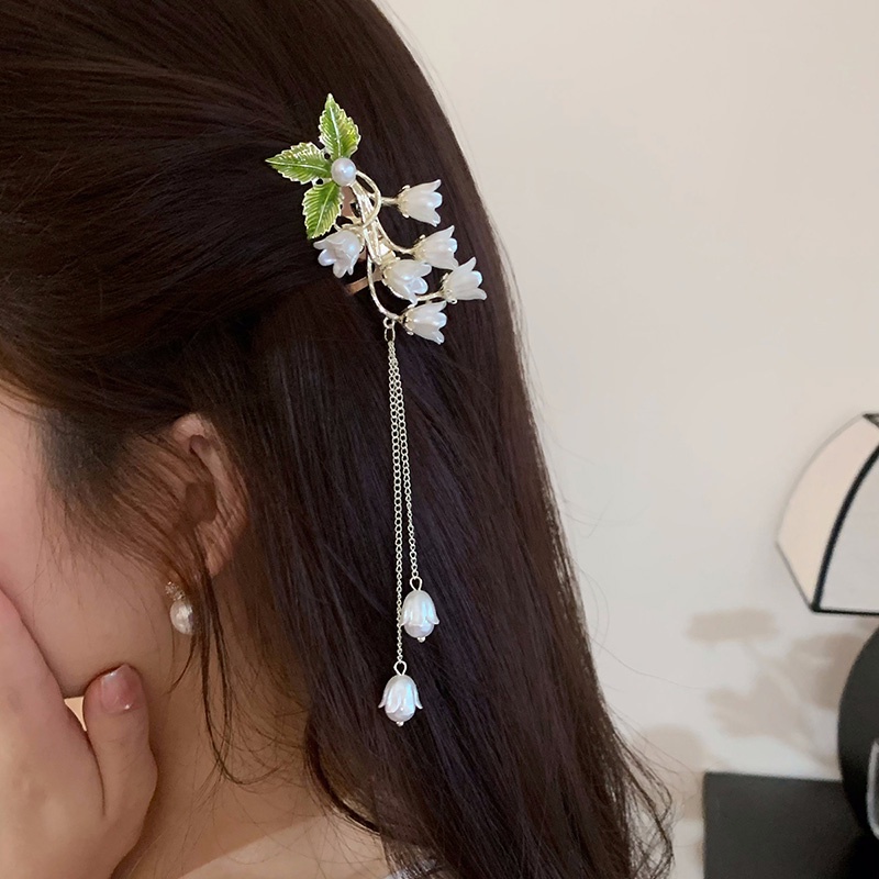 Lily of the Valley Bunga Kusut Rumbai Gaya Cina Baru Jepit Rambut Antik Langkah Goyang High-End Hairpin