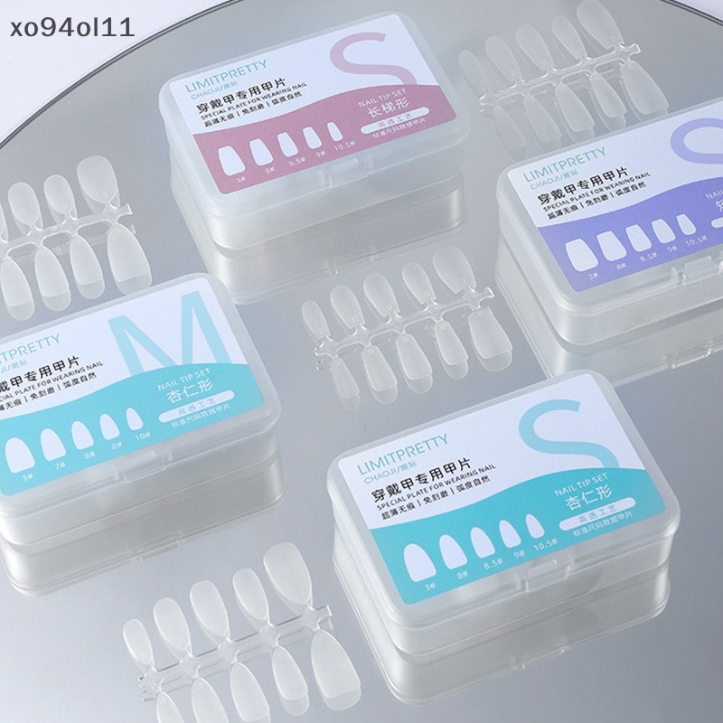 Xo 100PCS Kuku Palsu Set Press On Nails Almond/Square/Coffin Full Cover Fake Tip OL