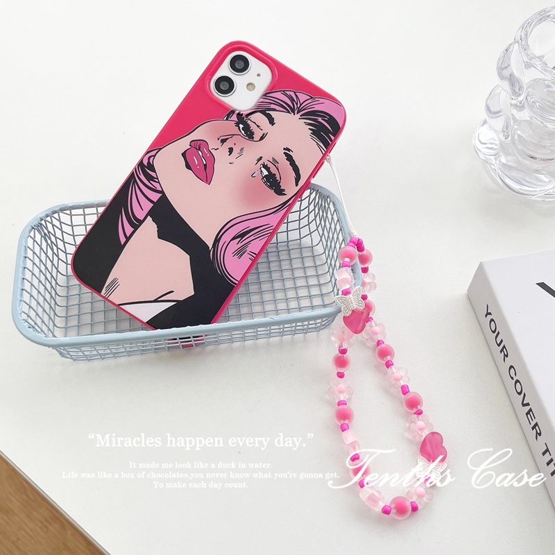 IPHONE Kompatibel Untuk Iphone14 13 12 11 Pro Max X XR Xs Max8 7 6 6s Plus Se2020Sarung Tahan Guncangan Gaya Manis Dan Keren Fashion Girl Pattern Phone Case Dengan Lanyard