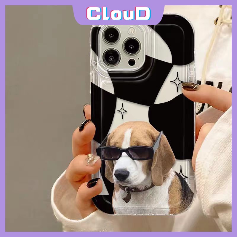 Kisi Tidak Teratur Memakai Sunglasse Pasangan Kucing Anjing Keren Ponsel Case Kompatibel Untuk IPhone 6S 6 7 8 Plus X XS Max 13 11 XR 12 14 Pro Max Fashion Kartun Airbag Shockproof Soft Case