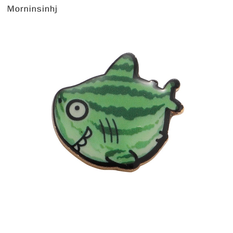 Mornin Bros Desain Kombinasi Semangka Dan Hiu Kartun Lucu Creature Laut Koleksi Lencana Busana Pin Aksesoris Hadiah id