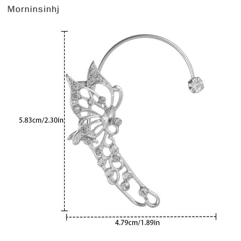 Mornin Zirkon Berkilau Manset Telinga Populer Kupu-Kupu Berbentuk Kristal Bening Perhiasan Wanita Hadiah Pesta Klip Telinga Anting id
