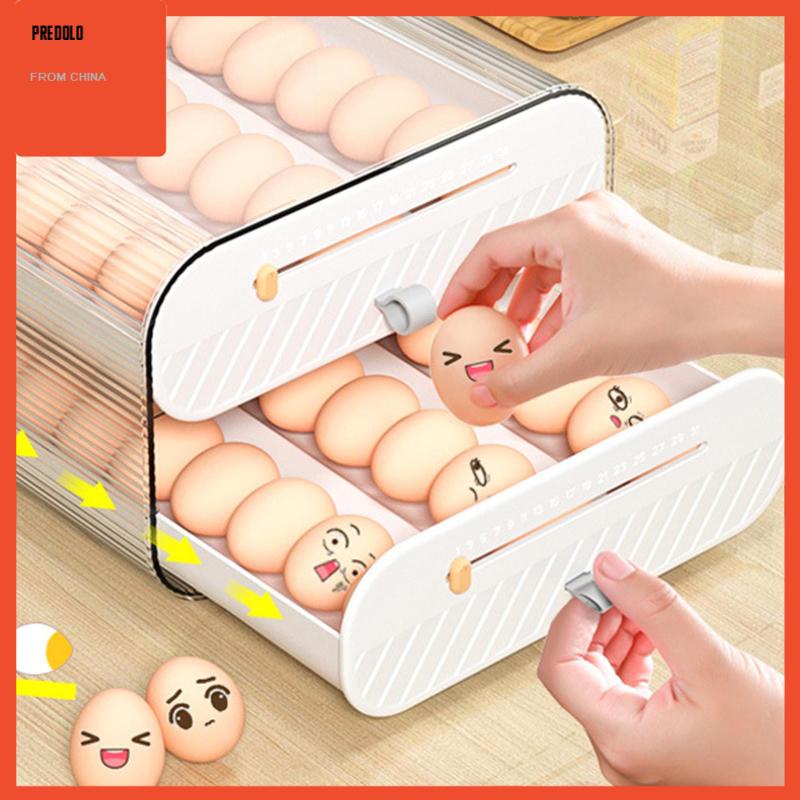 [Predolo] Tray Holder Telur Bening Dapat Digunakan Kembali Dapat Ditumpuk Dengan Meja Waktu Untuk Dapur Kabinet
