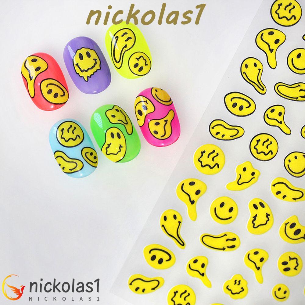 Nickolas1 Kartun Stiker Kuku Warna-Warni Gadis Perekat Diri Aksesoris Manicure Anjing Nail Art Dekorasi