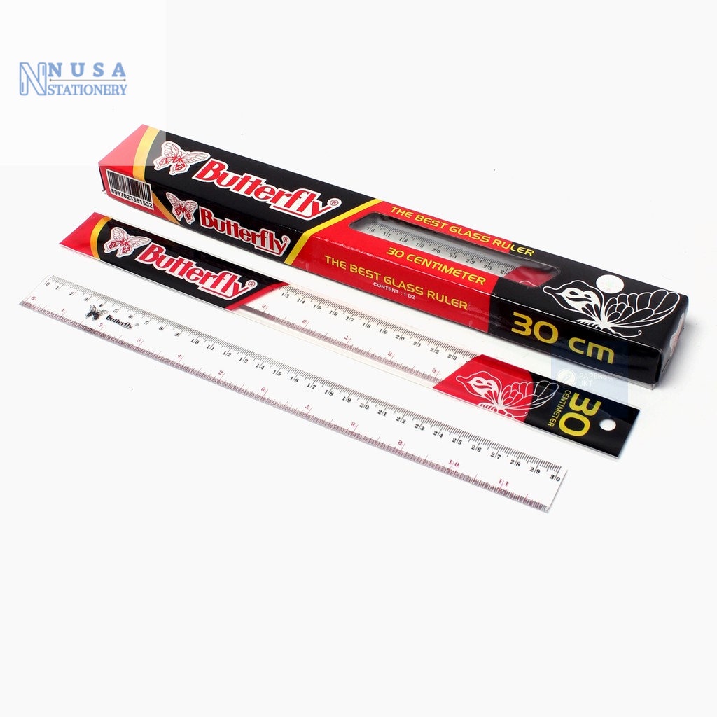 

Penggaris Butterfly 30cm Glass Ruler | Perlengkapan Sekolah & Kantor