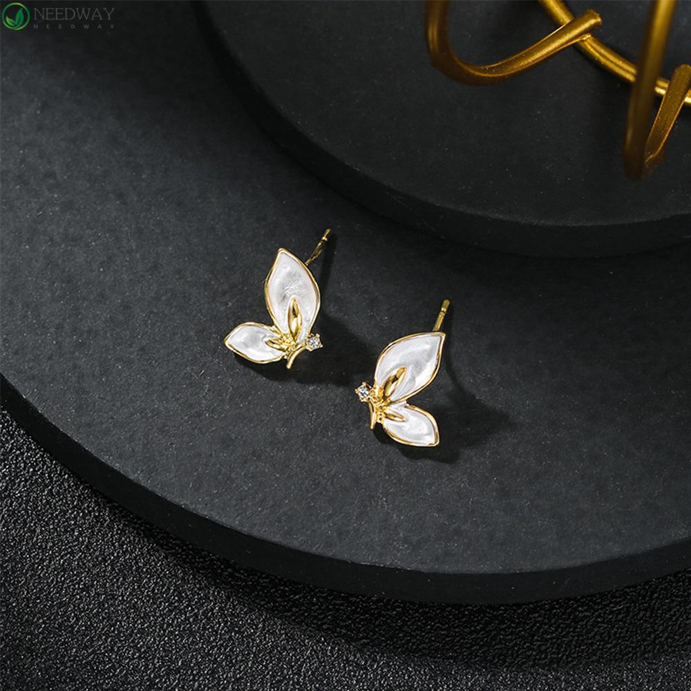 Needway Stud Earrings Temperamen Manis Kepribadian Lucu Perhiasan Fashion Logam