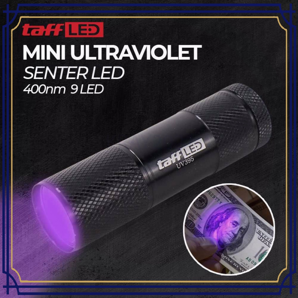 TaffLED Senter LED Mini Ultraviolet UV 400nm 9 LED - UV-395