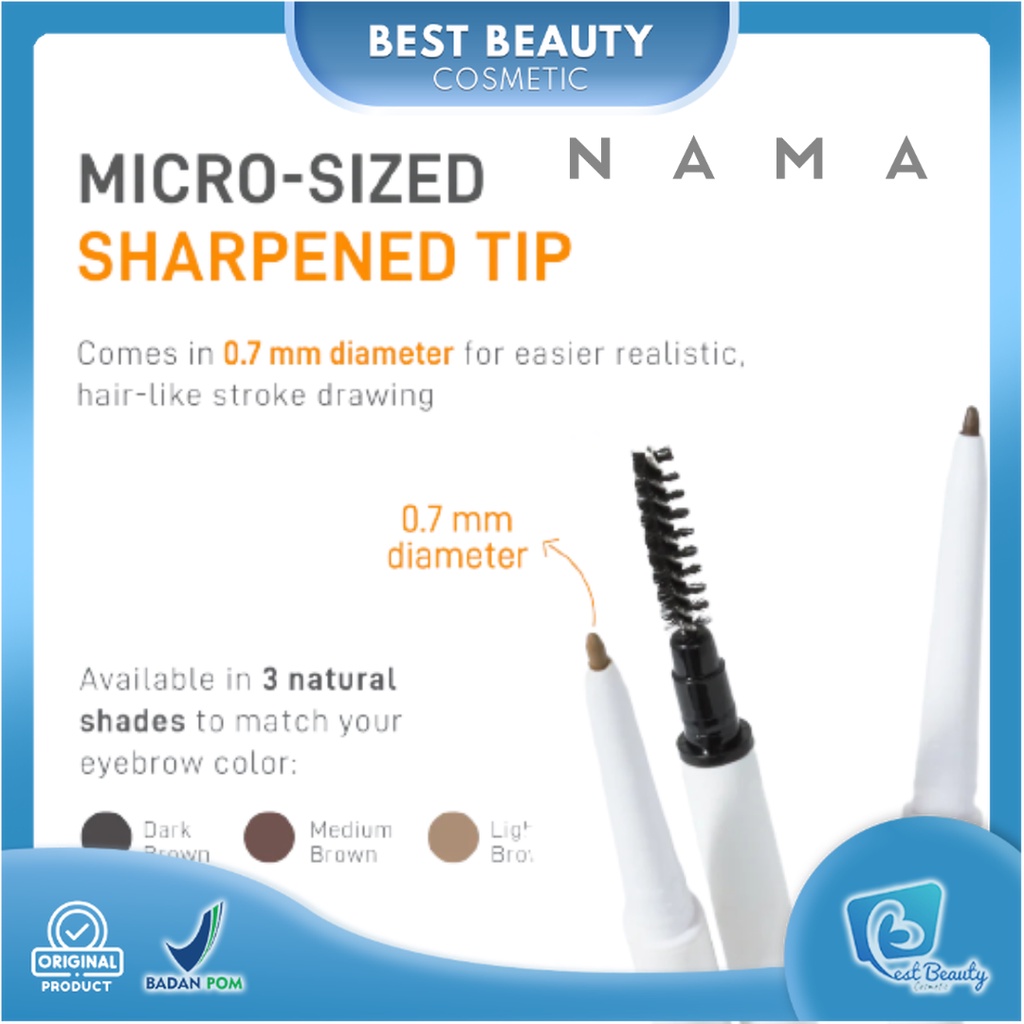 ★ BB ★ NAMA Micro Tip Brow Definer | Dark Brown, Medium Brown, dan Light Brown