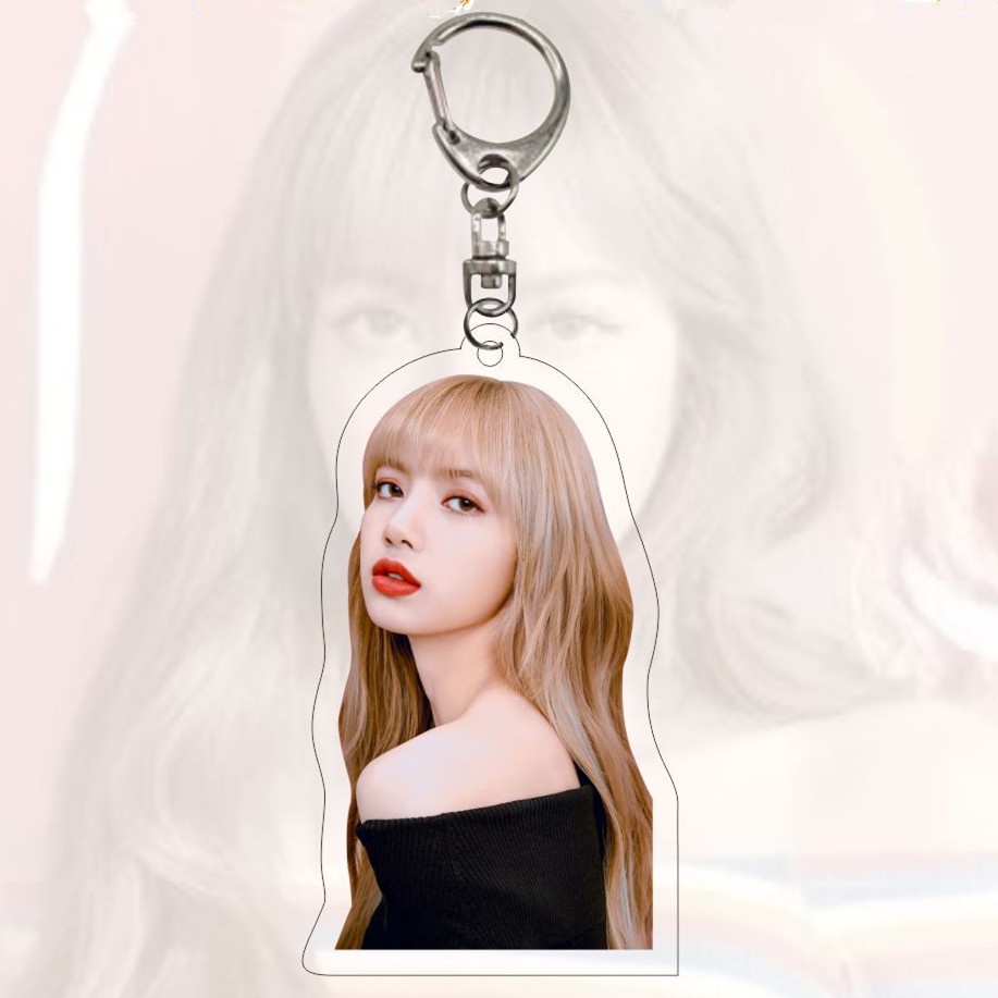 1pc Gantungan Kunci Akrilik LISA Black-Pink Hitam Pink Lalisa Manoban Key Ring Gantung