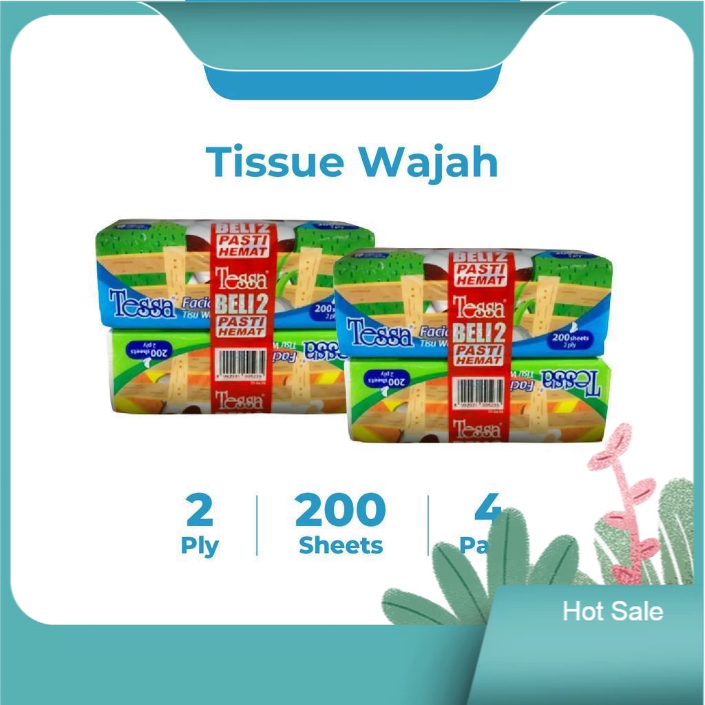 Buy 1 Get 1 Tisu wajah Tessa Tissue 200 sheets Character Lebih Hemat Tisu Wajah