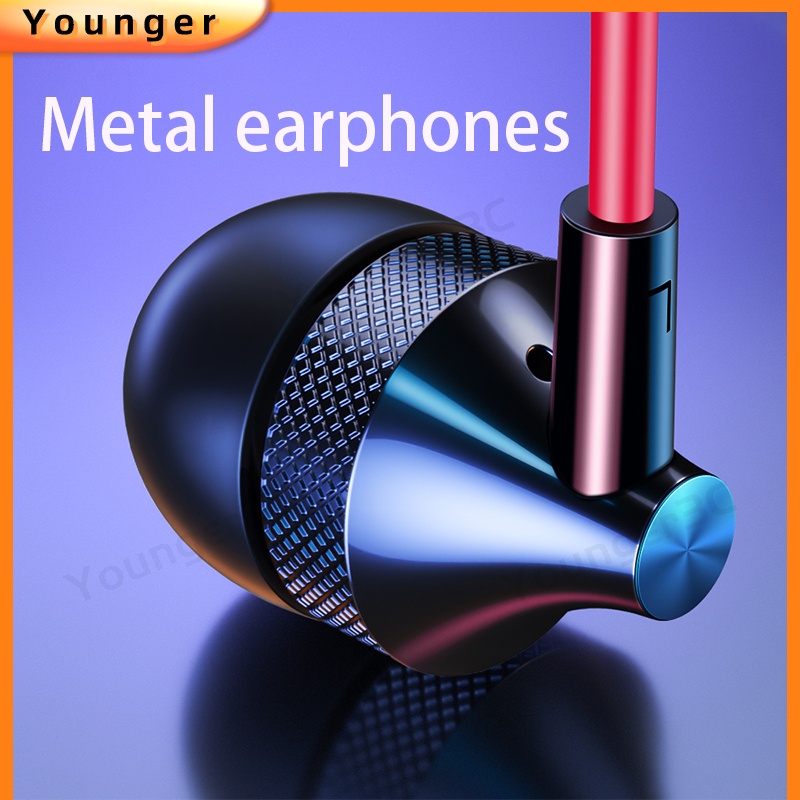Metal 3.5MM Sleep Earphone In Ear HiFi Suara Bass Subwoofer Headset Kabel Kontrol Volume Earbud Bass Stereo Dengan Mikrofon