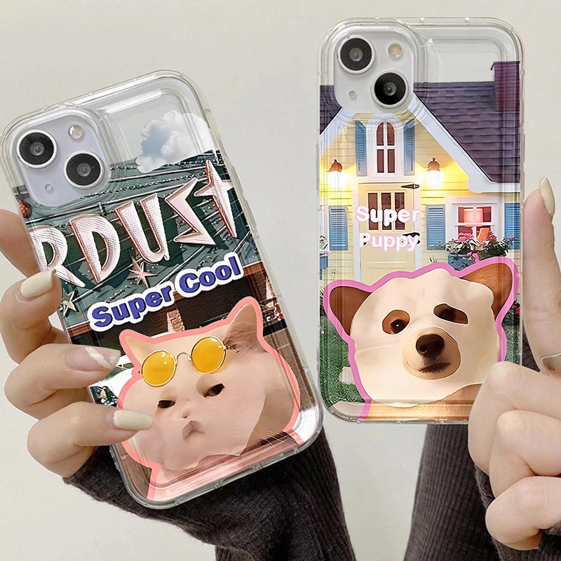 IPHONE Fun Mask Dog Cat Phone Case Kompatibel Untuk Iphone7Plus8Plus6Plus11 14 13 12 Pro MAX XR X XS MAX SE Airbag Shockproof Cover