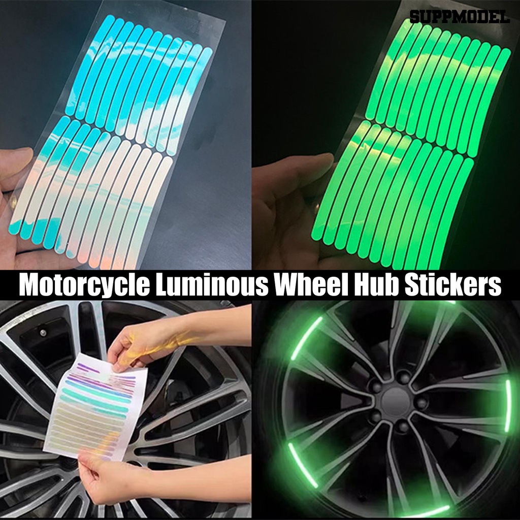 [SM]20Pcs/40Pcs Wheel Fluorescent Stickers Ramah Lingkungan Self-adhesive No Damage Residue-free Tidak Luntur Dekorasi PVC Ban Mobil Rim Reflektif Stiker Car Supply Self-adhesive