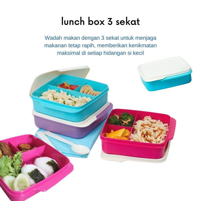 GOS - A312 - Lunch Box Tempat Makan Anak 3 Sekat - Kotak Bekal Makanan Plastik Souvenir Kado Ultah