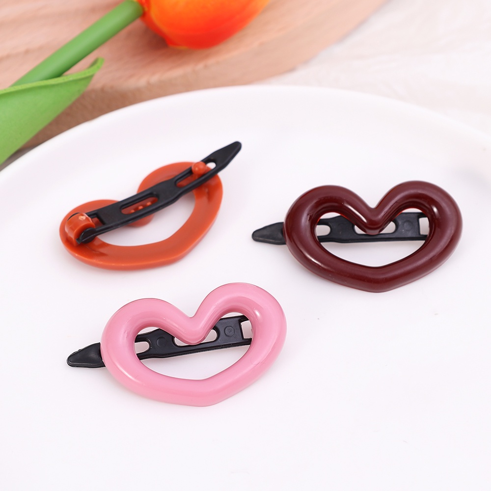 Sweet Love Heart Cute Bangs Buckle Hairclip Side Barrettes Ins Style Hair Clips Hairpin Hair Clip Rambut Pecah Klip Gadis Morandi Warna