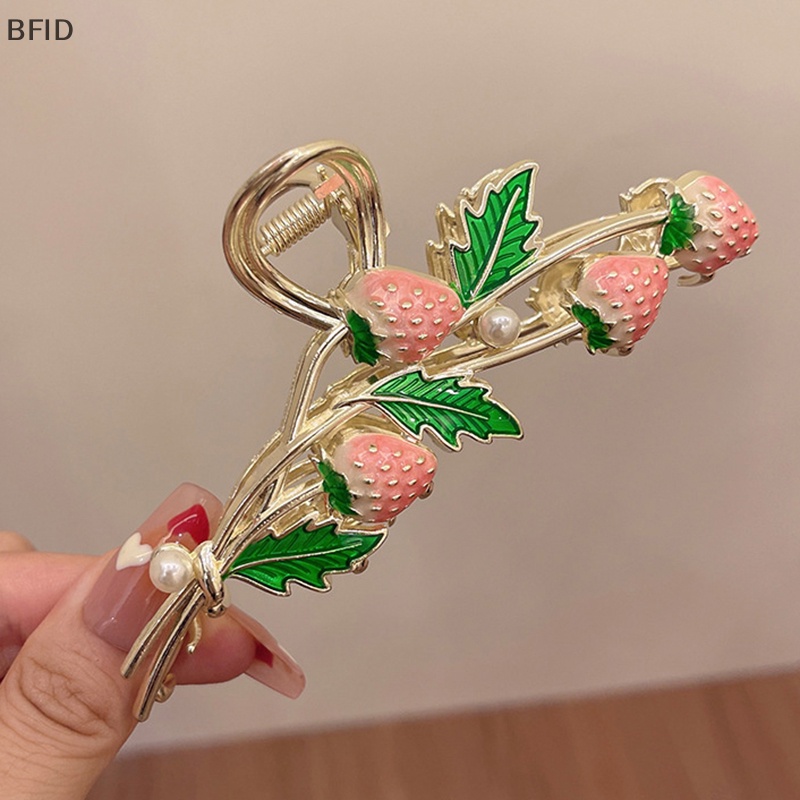 [BFID] Fashion Strawberry Hair Claw Untuk Wanita Perempuan Jepitan Rambut Crab Metal Ponytail [ID]