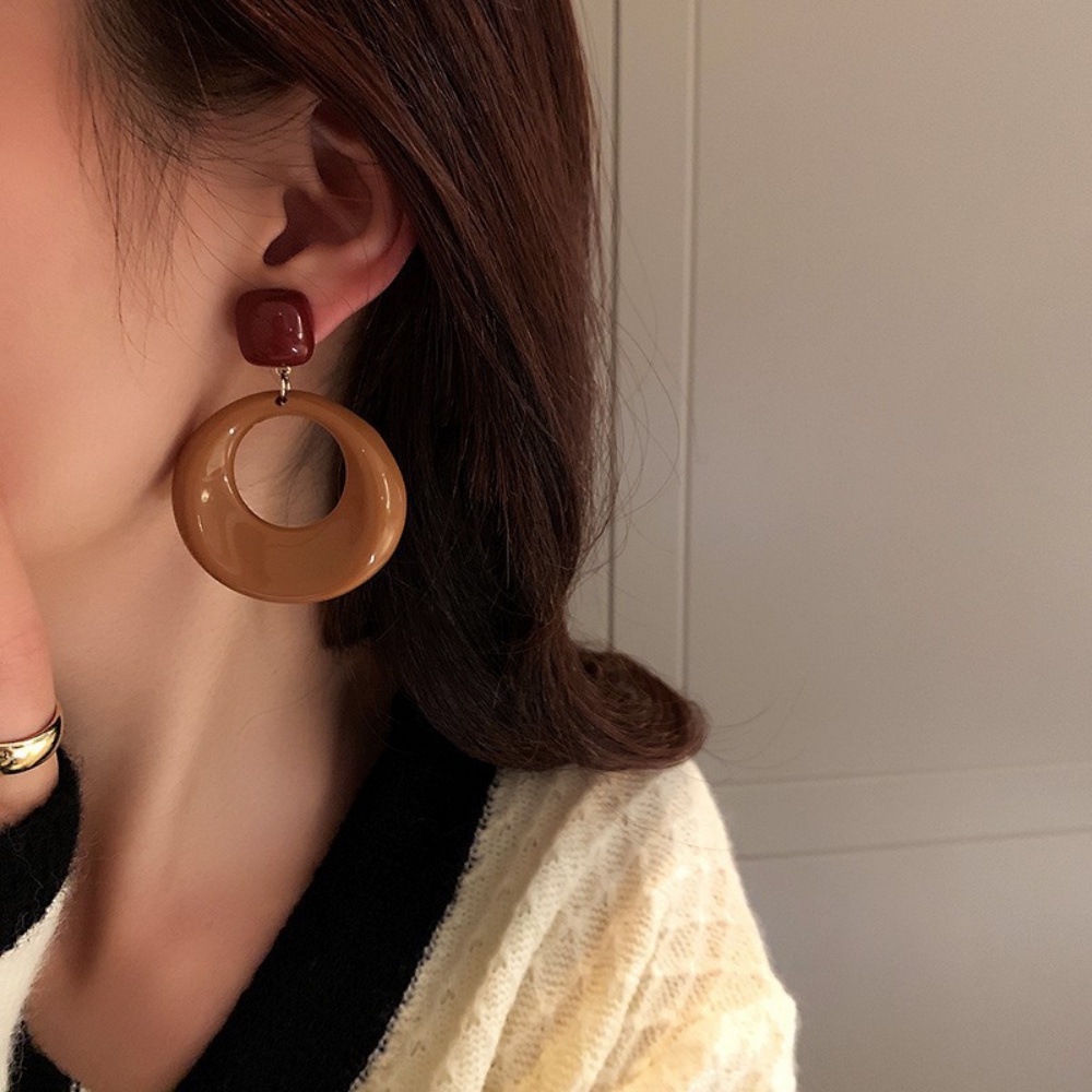 Deartiara Akrilik Geometris Putih Susu Kopi Dalam Vintage Art Earrings Sederhana Dan Pribadi Anting Serbaguna