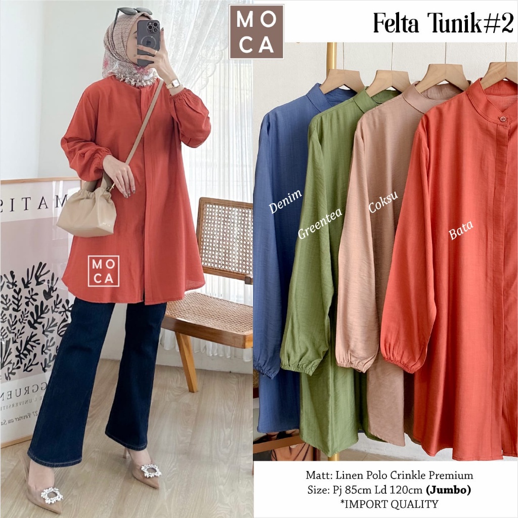 FELTA TUNIK #2 Jumbo ORI MOCA | Ld120 Linen Polo Crinkle Premium