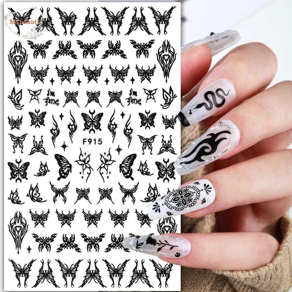 Mxbeauty Stiker Kuku Kupu-Kupu Wanita Bintang Manikur Aksesoris Totems Bohemia Nail Stickers