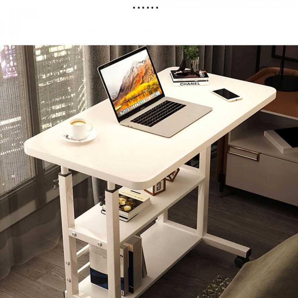 Meja Laptop Belajar Kerja Study Table Adjustable Double Layer 80x40cm